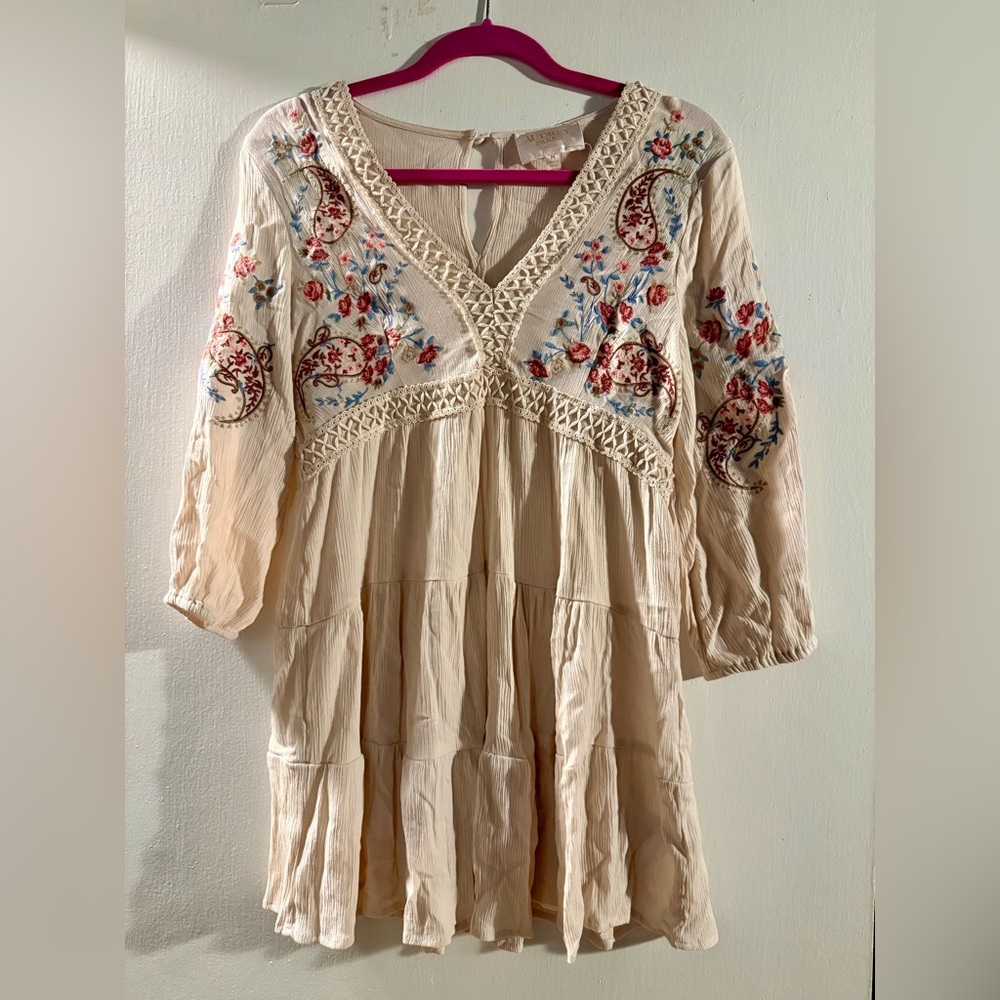 Floral Embroidered Long Sleeve Dress